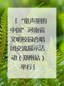 “童声里的中国”河南省文明校园合唱团交流展示活动（郑州站）举行