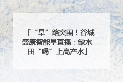 “旱”路突围！谷城盛康智能旱直播：缺水田“喝”上高产水