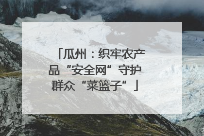 瓜州：织牢农产品“安全网”守护群众“菜篮子”
