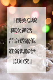 俄美总统再次通话 普京透露俄准备调解伊以冲突