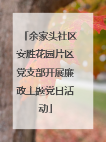 余家头社区安胜花园片区党支部开展廉政主题党日活动