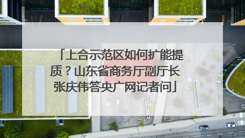 上合示范区如何扩能提质？山东省商务厅副厅长张庆伟答央广网记者问