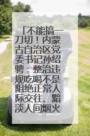 不能搞一刀切！内蒙古自治区党委书记孙绍骋：整治违规吃喝不是阻绝正常人际交往、黯淡人间烟火