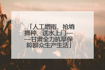 人工增雨、抢墒播种、送水上门——甘肃全力抗旱保障群众生产生活