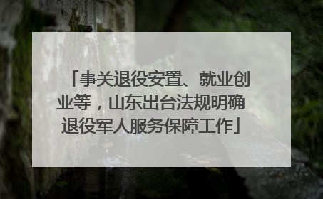 事关退役安置、就业创业等，山东出台法规明确退役军人服务保障工作