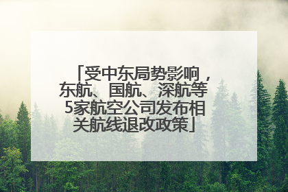 受中东局势影响，东航、国航、深航等5家航空公司发布相关航线退改政策