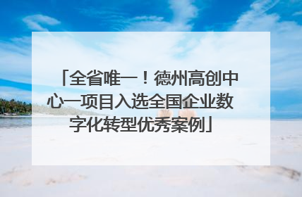 全省唯一！德州高创中心一项目入选全国企业数字化转型优秀案例