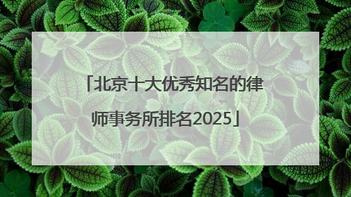 北京十大优秀知名的律师事务所排名2025
