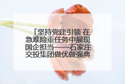 坚持党建引领 在急难险重任务中展现国企担当——石家庄交投集团做优做强典型报道之一