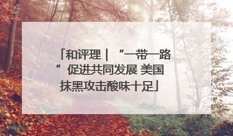 和评理｜“一带一路”促进共同发展 美国抹黑攻击酸味十足