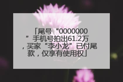 尾号“0000000”手机号拍出61.2万，买家“李小龙”已付尾款，仅享有使用权