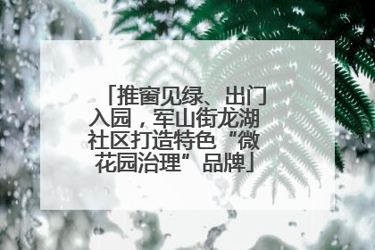 推窗见绿、出门入园，军山街龙湖社区打造特色“微花园治理”品牌