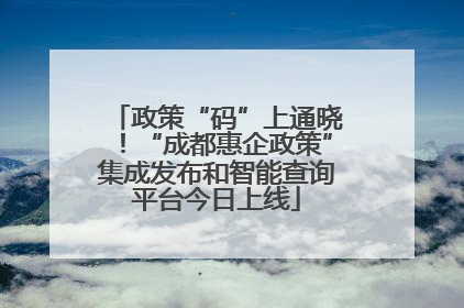 政策“码”上通晓！“成都惠企政策”集成发布和智能查询平台今日上线