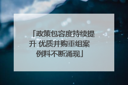 政策包容度持续提升 优质并购重组案例料不断涌现