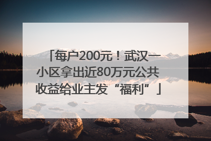 每户200元！武汉一小区拿出近80万元公共收益给业主发“福利”