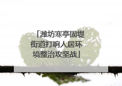 潍坊寒亭固堤街道打响人居环境整治攻坚战