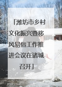潍坊市乡村文化振兴暨移风易俗工作推进会议在诸城召开