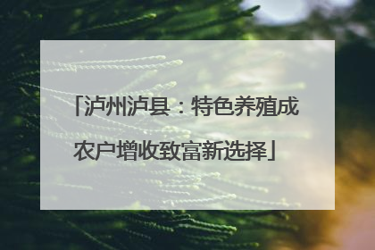 泸州泸县：特色养殖成农户增收致富新选择