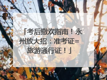 考后撒欢指南！永州放大招：准考证=旅游通行证！