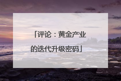 评论：黄金产业的迭代升级密码