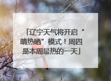 辽宁天气将开启“晴热晒”模式！周四是本周最热的一天