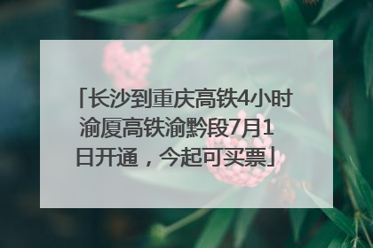 长沙到重庆高铁4小时 渝厦高铁渝黔段7月1日开通，今起可买票