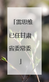 雷思维已任甘肃省委常委