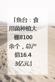 鱼台：食用菌种植大棚8100余个，总产值16.43亿元