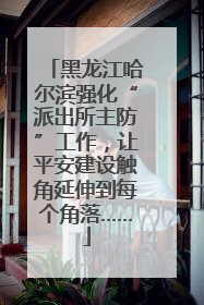 黑龙江哈尔滨强化“派出所主防”工作，让平安建设触角延伸到每个角落……