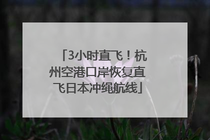 3小时直飞！杭州空港口岸恢复直飞日本冲绳航线