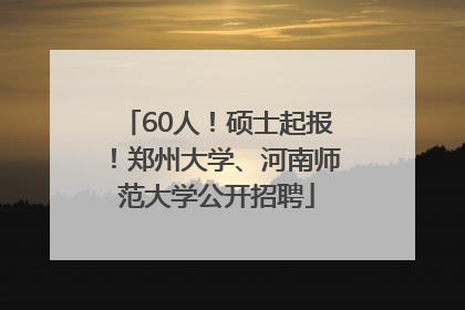60人！硕士起报！郑州大学、河南师范大学公开招聘