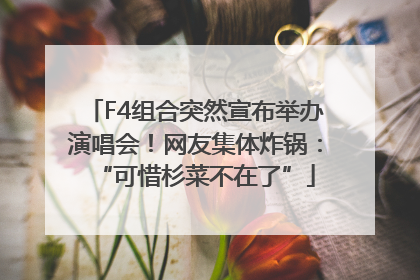 F4组合突然宣布举办演唱会！网友集体炸锅：“可惜杉菜不在了”